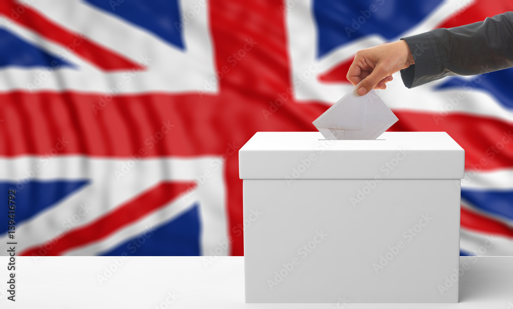 Voter on an UK flag background. 3d illustration Voter on an UK flag background. 3d illustration