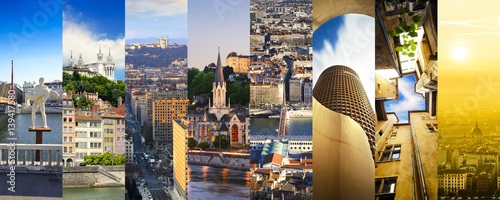 Lyon rectangular travel photo collage