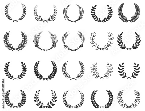 Set of wreaths isolated on white background. Design elements for logo, label, emblem, poster, t-shirt. Vector illustration.