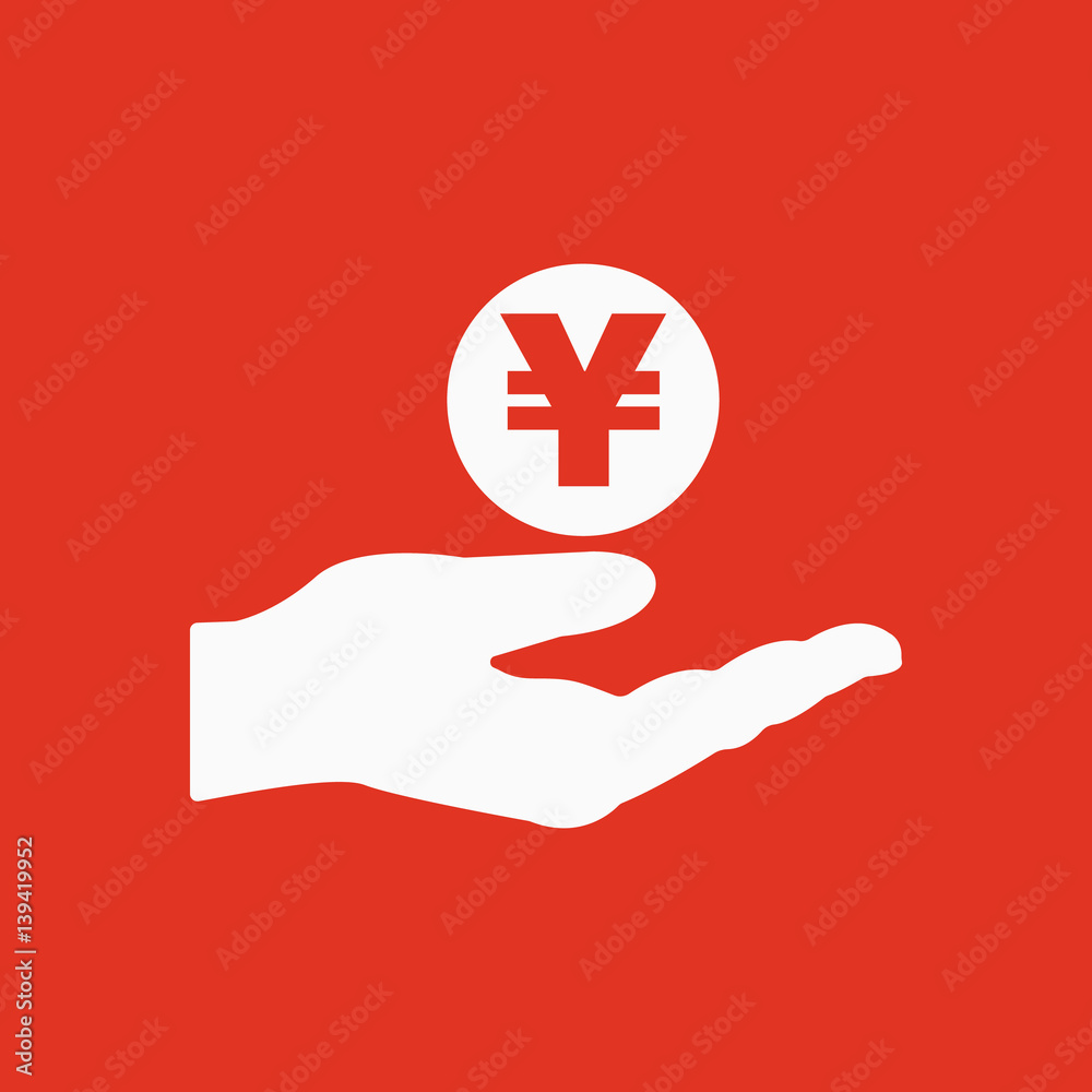 Yen in hand icon. Wealth, money, investments, savings symbol. Flat design. Stock - Vector illustration Yen in hand icon. Wealth, money, investments, savings symbol. Flat design. Stock - Vector illustration