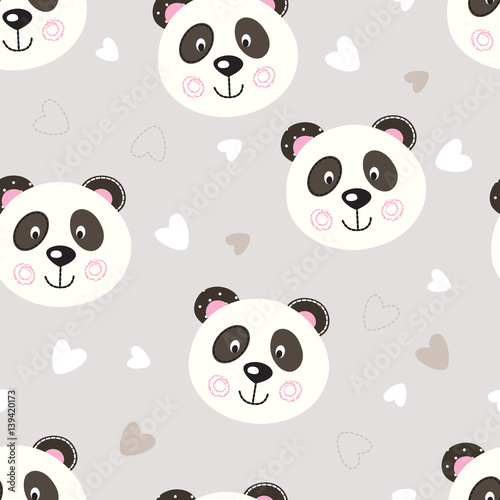 Fototapeta Naklejka Na Ścianę i Meble -  Seamless pattern with cute panda