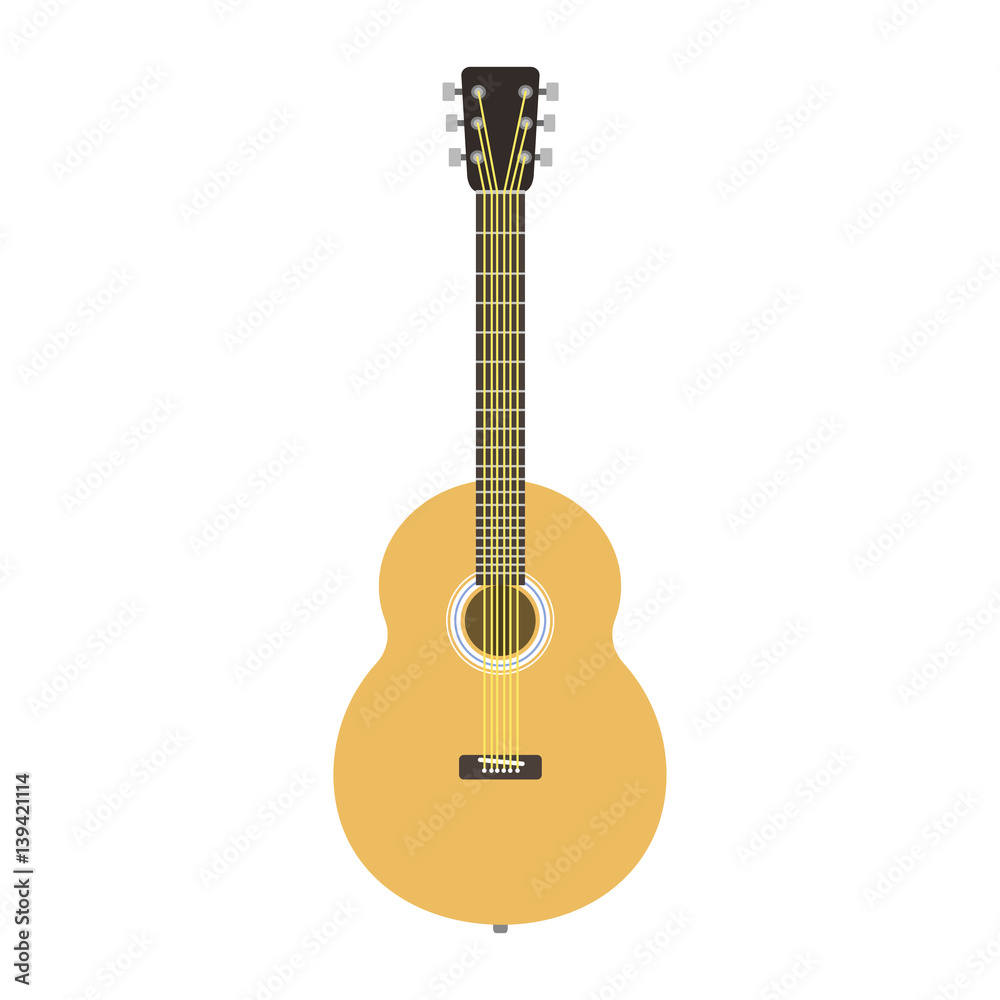 Guitar icon stringed musical instrument classical orchestra art sound tool and acoustic symphony stringed fiddle wooden vector illustration.