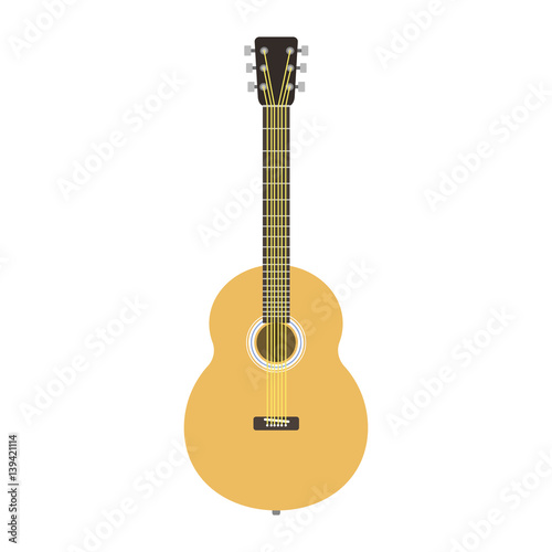 Guitar icon stringed musical instrument classical orchestra art sound tool and acoustic symphony stringed fiddle wooden vector illustration.