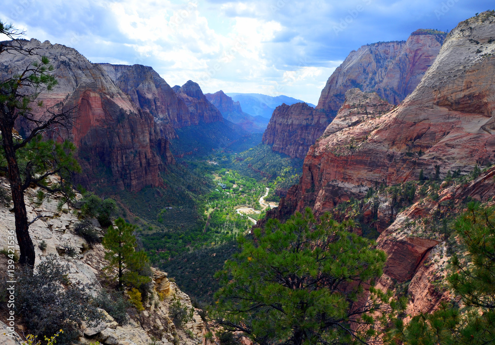 Overlook from top of Angels Landing Trail, Zion National Park, Utah, USA