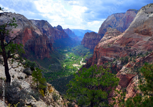 Overlook from top of Angels Landing Trail, Zion National Park, Utah, USA