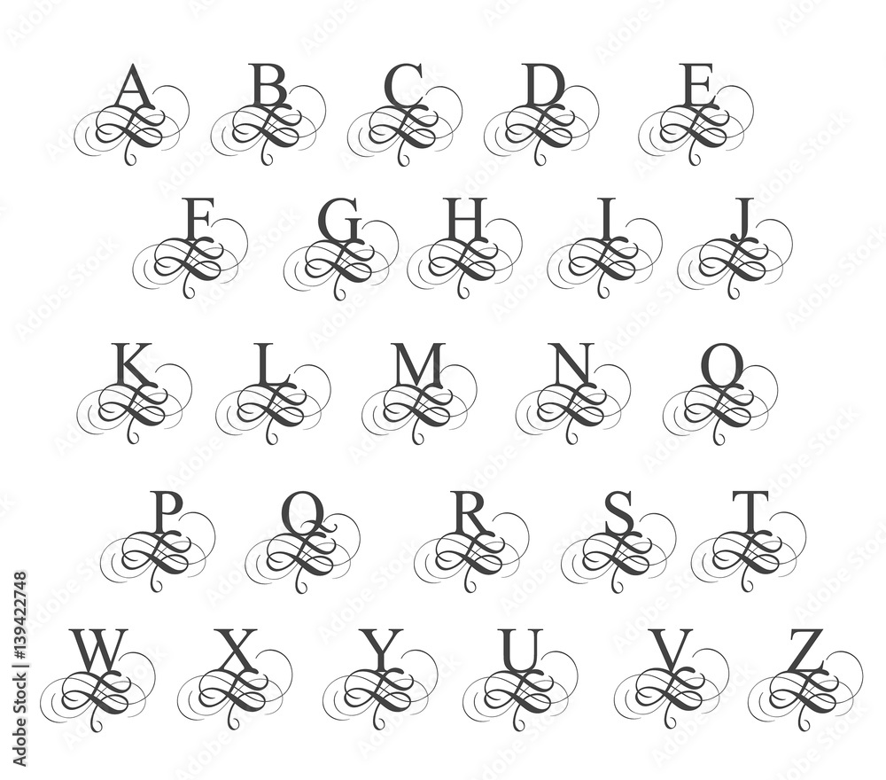 art calligraphy alphabet. Vector illustration EPS10