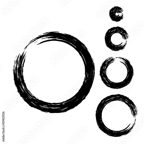 Grunge Circle with Brush. Set of Round Brushes.