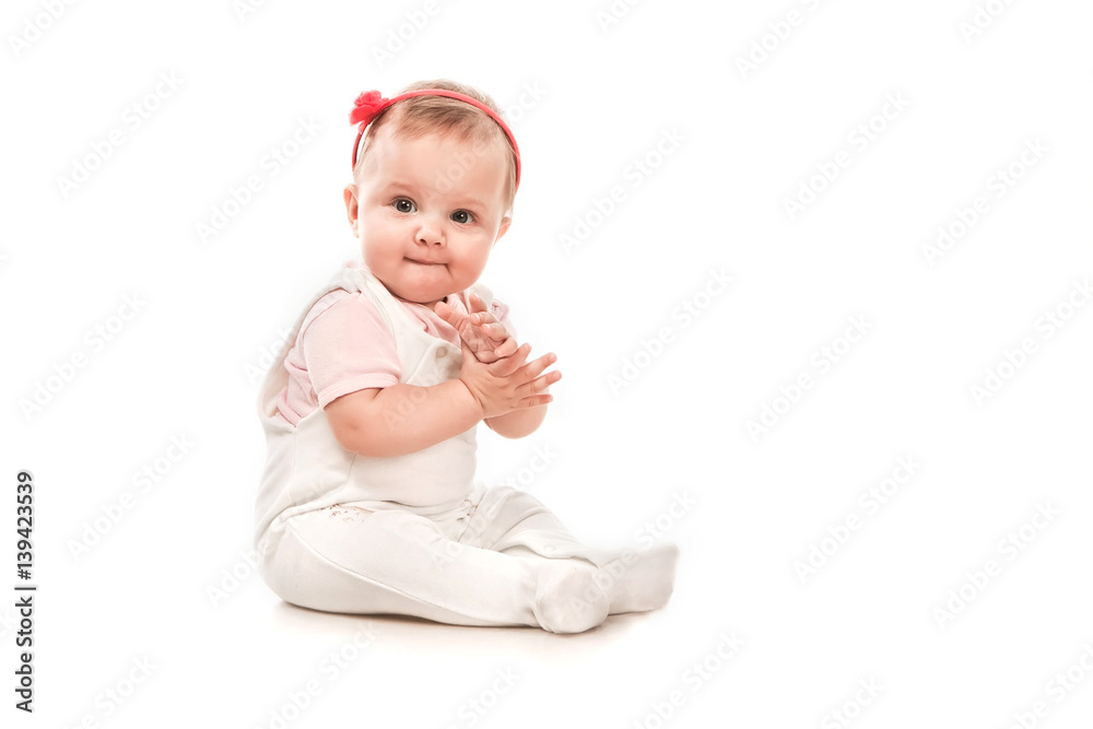 Expressive Happy Adorable Baby on a White Background Expressive Happy Adorable Baby on a White Background