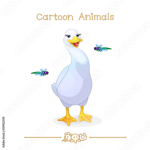 Toons series cartoon animals: duck & dragonfly

