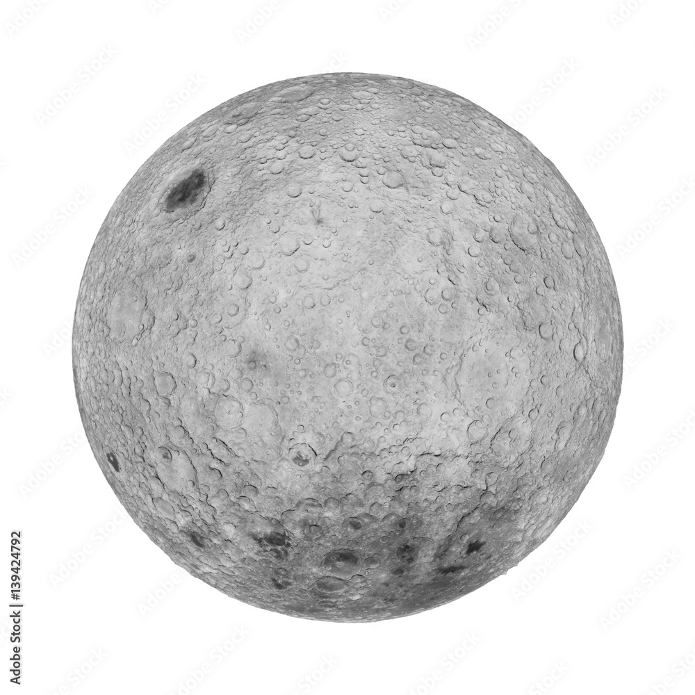 Obraz premium full far side of the moon isolated on white background (3d illustration)