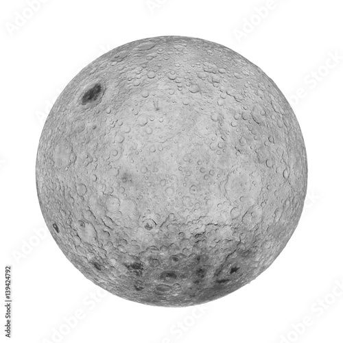 full far side of the moon  isolated on white background (3d illustration)
