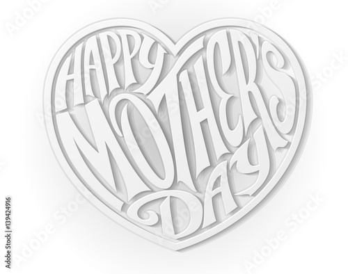 White Happy Mothers Day Heart