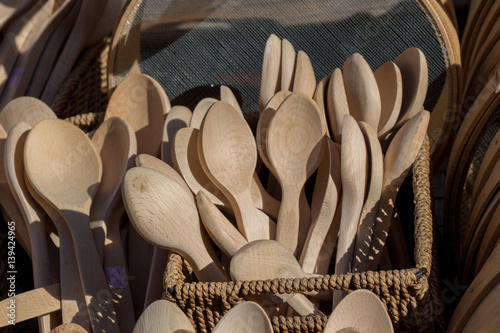 soup spoon or tablespoon made of wood photo