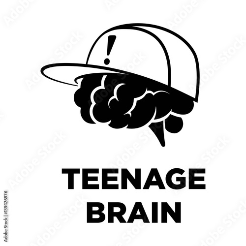 Teenage brain in cap creative thinkning idea concept vector icon