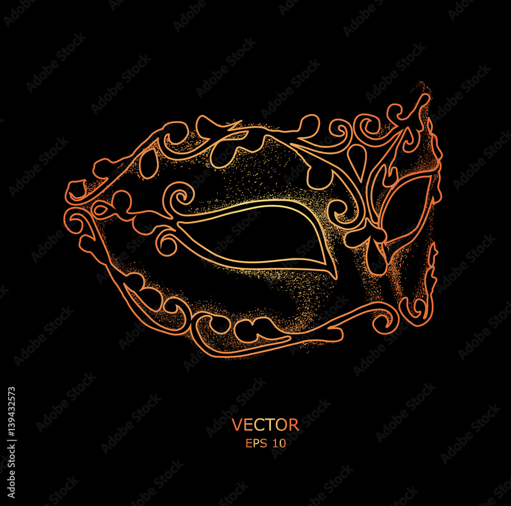 Sketch of Venetian masks. Accessory for masquerade or costume ball. Vector illustration - obrazy, fototapety, plakaty 