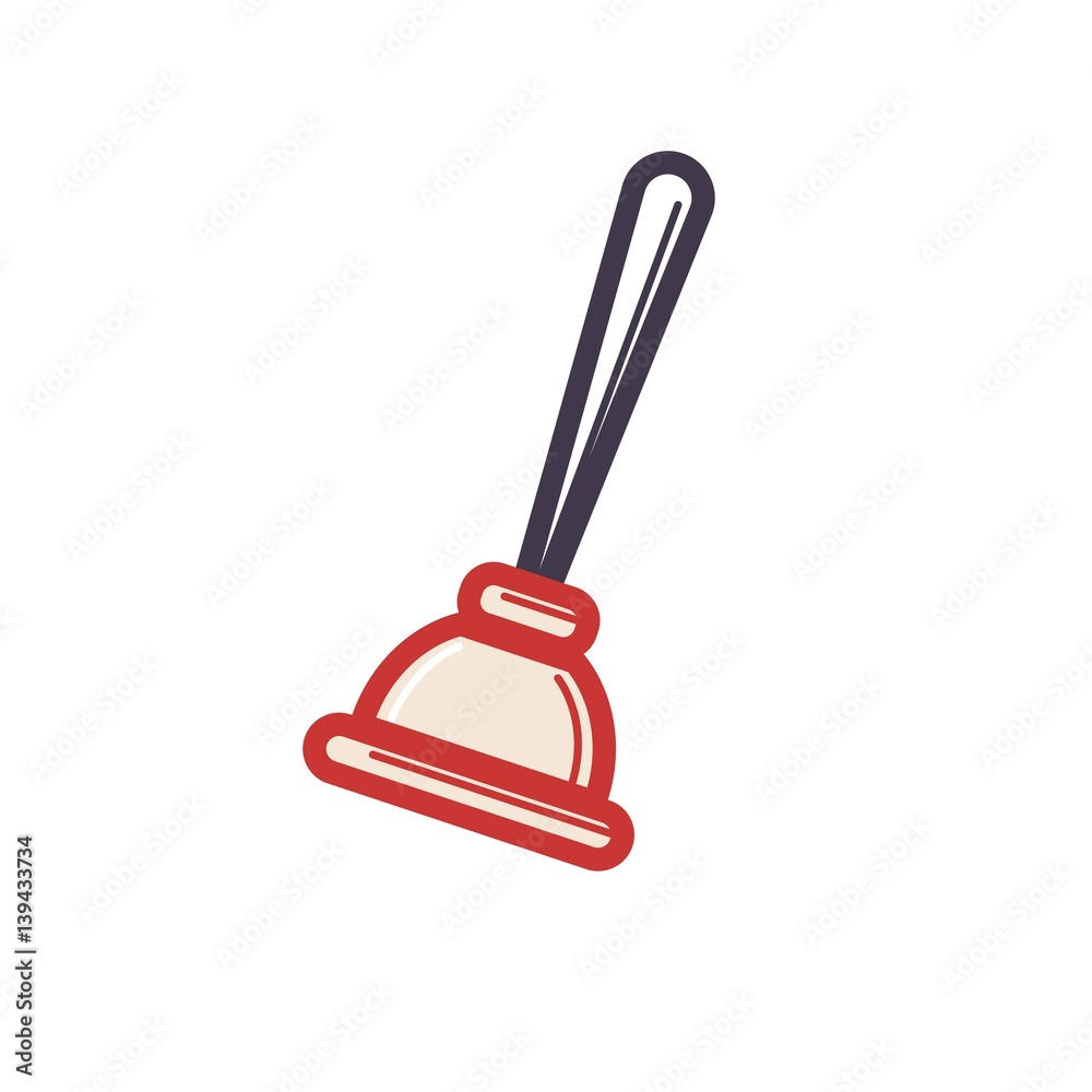Toilet rubber plunger red cup on white background. Vector illustration Toilet rubber plunger red cup on white background. Vector illustration