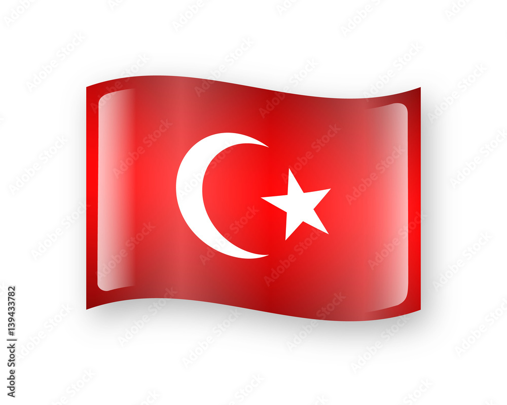 Turkey Flag Icon on white background. Turkey Flag Icon on white background.