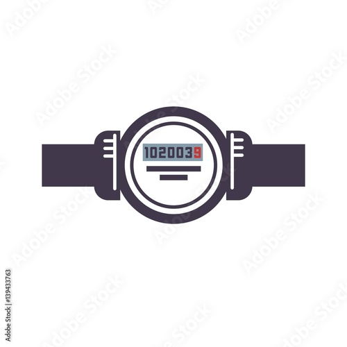 Domestic water meter icon isolated on white. Cartoon aqueduct