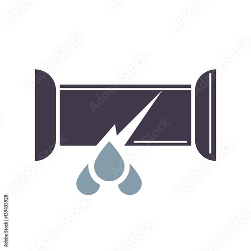 Dripping water pipe icon, trumpet break in cartoon style