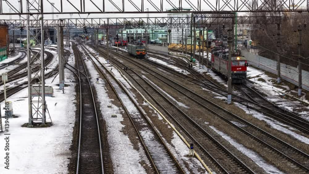 Time lapse video of locomotives and trains at the railway junction
Time lapse video of locomotives and trains at the railway junction