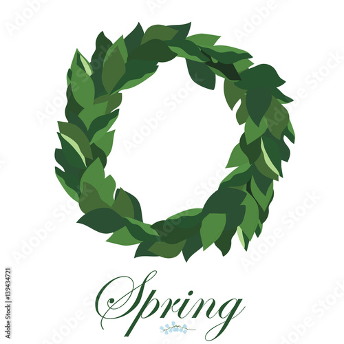 Floral wreath of leaves of Lily of the valley, spring wreath.