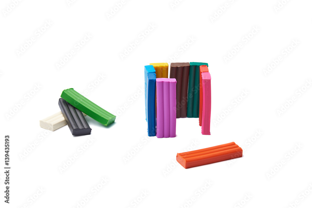 Constuction with modeling clay isolated on white background. Constuction with modeling clay isolated on white background.