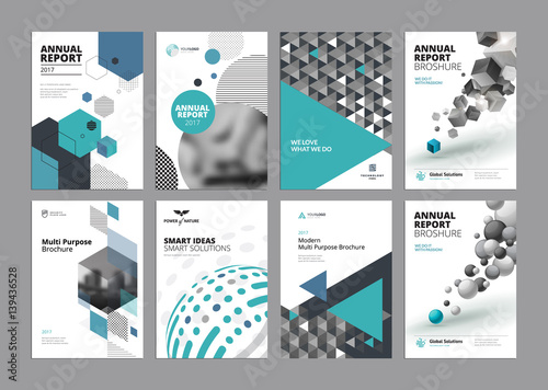 Set of modern business paper design templates. Vector illustrations of brochure covers, annual reports, flyer design layouts, business presentations, ads and magazine, business stationary collection.