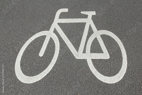 Bicycle symbol as road marking on a cycle lane in Germany