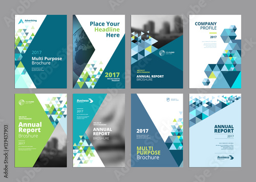 Set of modern business paper design templates. Vector illustrations of brochure covers, annual reports, flyer design layouts, business presentations, ads and magazine, business stationary collection.