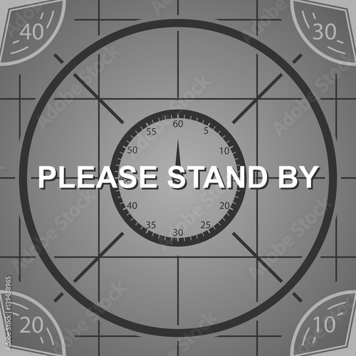 Old tv resolution chart screen, please stand by background, vector illustration