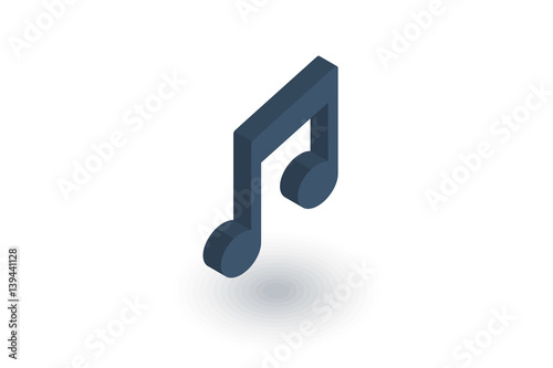 music note symbol isometric flat icon. 3d vector colorful illustration. Pictogram isolated on white background