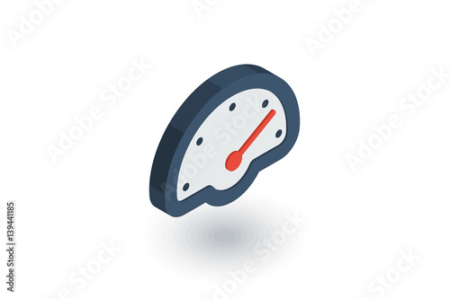 speedometer, dashboard isometric flat icon. 3d vector colorful illustration. Pictogram isolated on white background