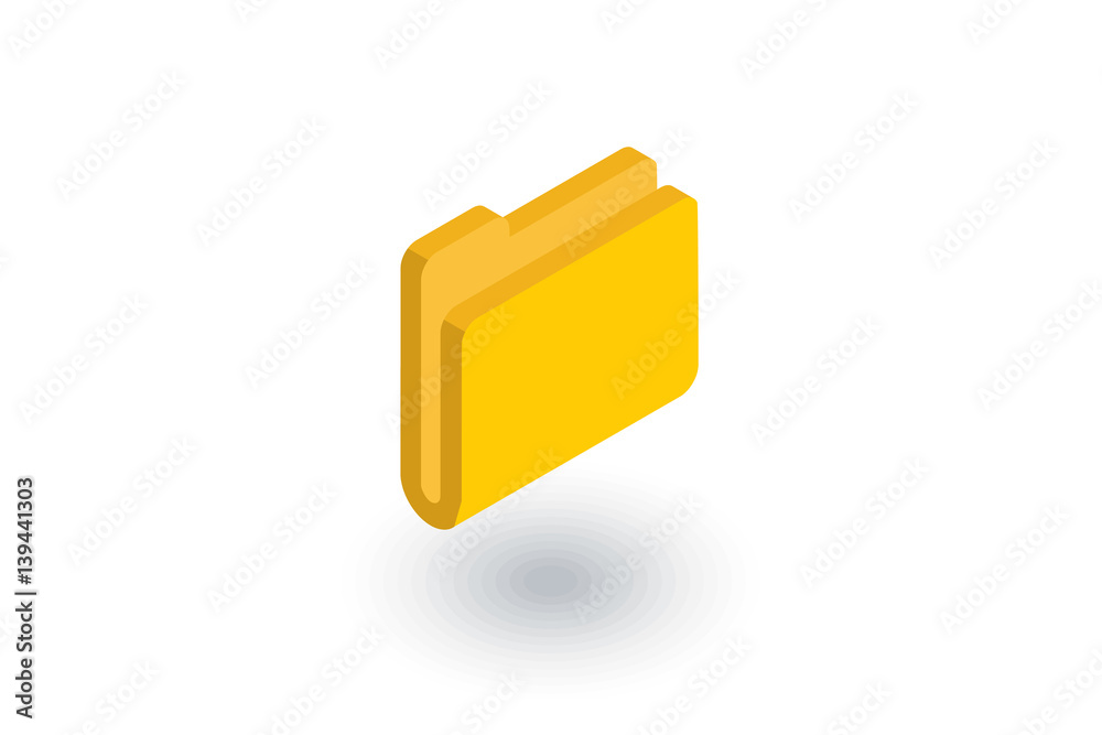 Yellow file folder isometric flat icon. 3d vector colorful illustration. Pictogram isolated on white background