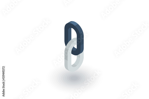 Internet chain link isometric flat icon. 3d vector colorful illustration. Pictogram isolated on white background