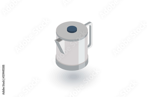 electric kettle isometric flat icon. 3d vector colorful illustration. Pictogram isolated on white background