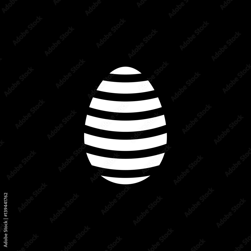 Easter egg solid icon, religion & holiday elements, egg with lines, a filled pattern on a black background, eps 10.