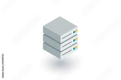 data center, server isometric flat icon. 3d vector colorful illustration. Pictogram isolated on white background
