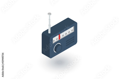 radio receiver, station isometric flat icon. 3d vector colorful illustration. Pictogram isolated on white background