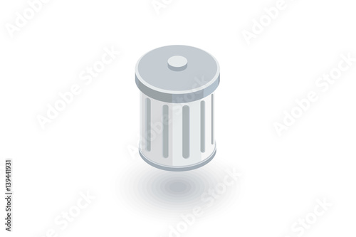 trash isometric flat icon. 3d vector colorful illustration. Pictogram isolated on white background