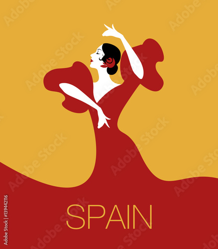 Fotografie, Obraz Spanish flamenco dancer. Vector Illustration