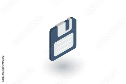 save data, diskette isometric flat icon. 3d vector colorful illustration. Pictogram isolated on white background