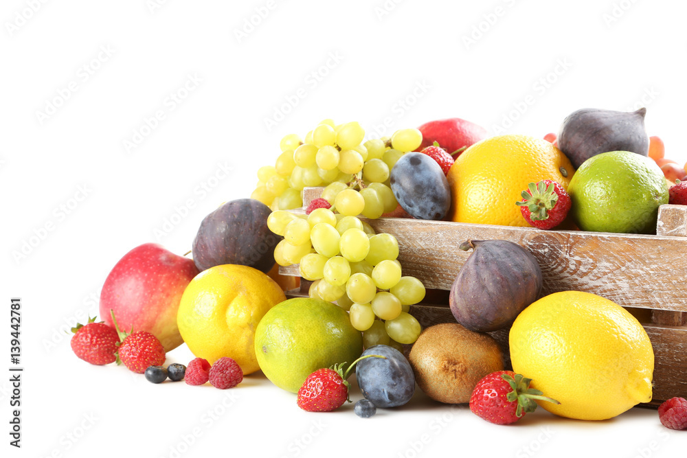 Ripe and tasty fruits isolated on a white