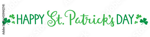 ST PATRICK’S DAY hand lettering banner with shamrocks
