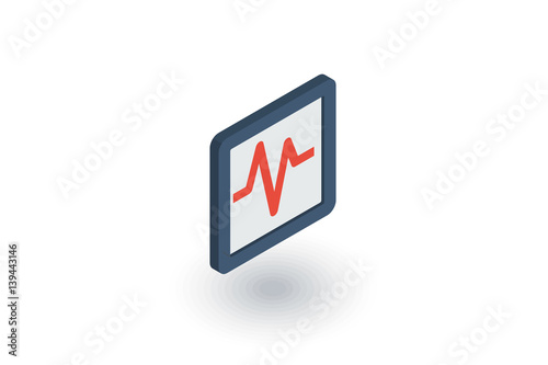 schedule of cardiogram, heart beat isometric flat icon. 3d vector colorful illustration. Pictogram isolated on white background
