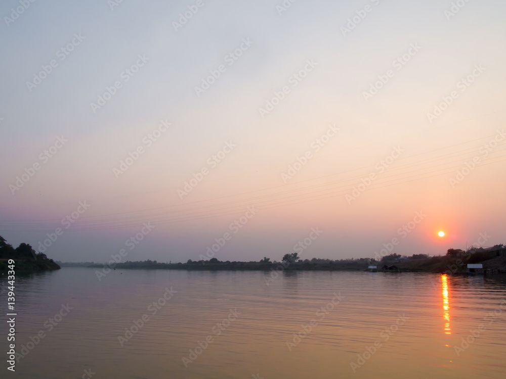 River and sunset in Ubon Ratchathani, Thailand