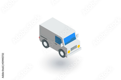 minivan, transportation, car isometric flat icon. 3d vector colorful illustration. Pictogram isolated on white background