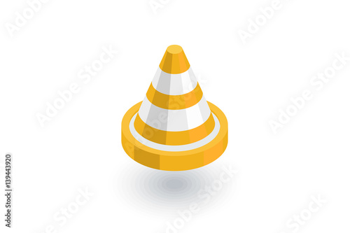 traffic cone isometric flat icon. 3d vector colorful illustration. Pictogram isolated on white background