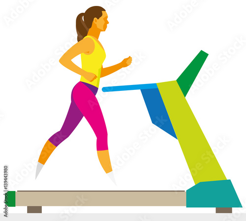 young woman running on a treadmill in a gym