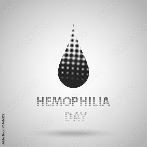 World hemophilia day, black halftone dotted blood drop. Vector illustration EPS 10