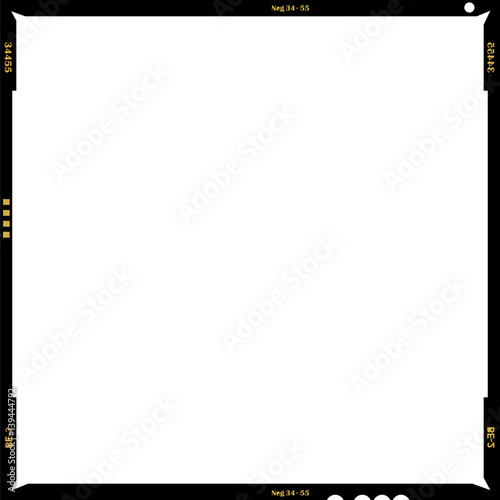 Blank medium format negative picture frame,with free copy space, isolated on white background,